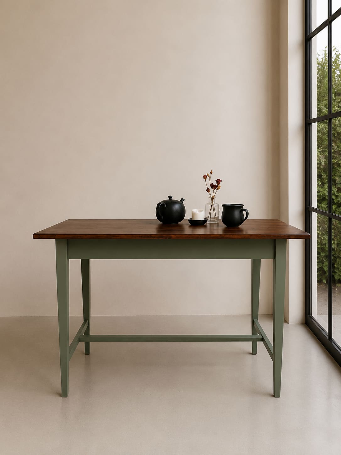 Arbeitstisch Mid Century · H 79 cm · B 110 cm · T 69 cm — digitale Darstellung