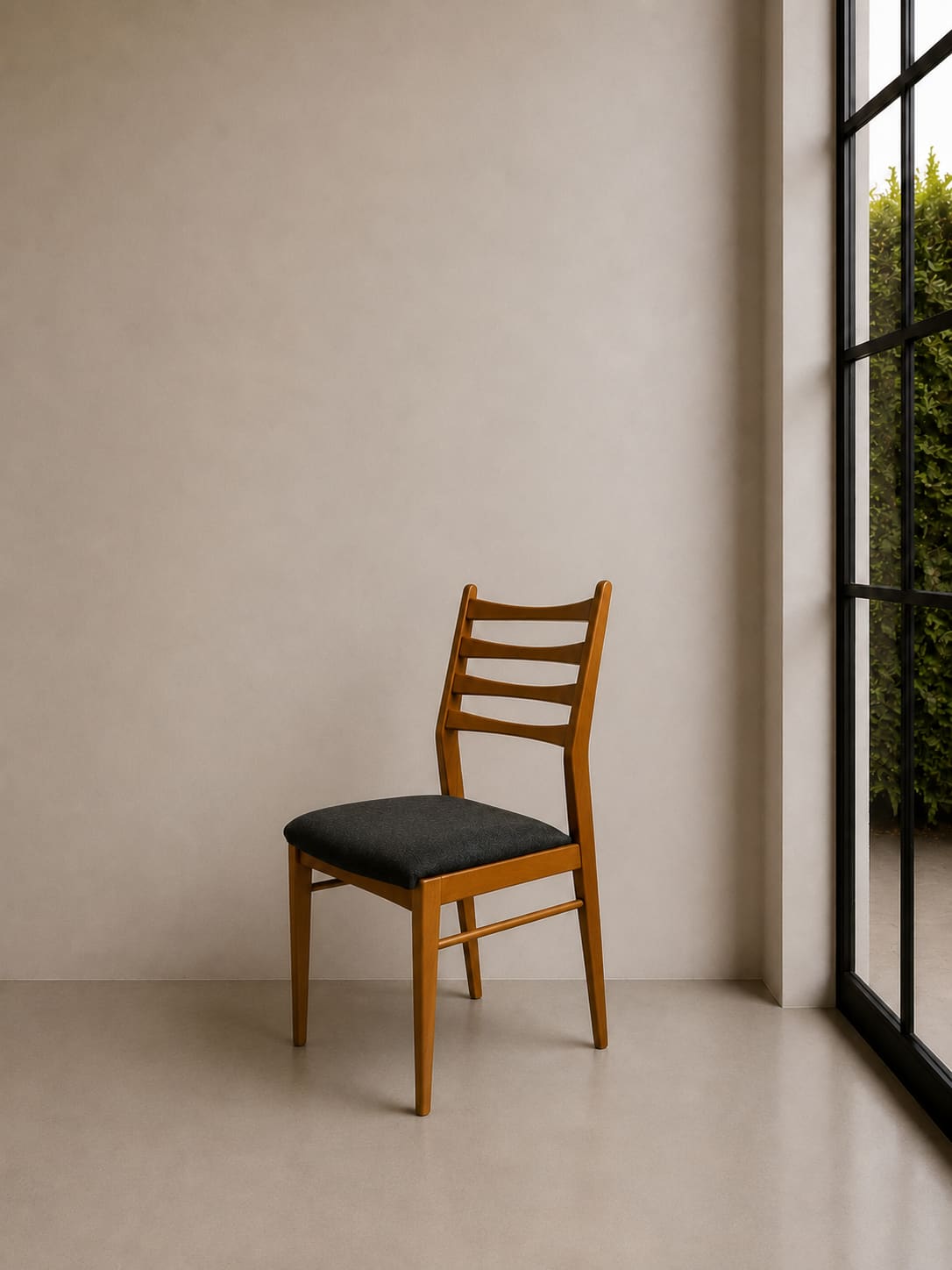 Polsterstuhl Wilhelm Benze · H 88 cm · B 45 cm · T 47 cm — digitale Darstellung